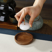 Load image into Gallery viewer, Jade Incense Holder & Catcher | Wooden Ash Plate - 1 Pc