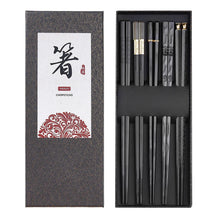 Load image into Gallery viewer, Black Textured Luxury Chopsticks Gift Set | Japanese Fiberglass Fancy Tableware - 5 Pairs