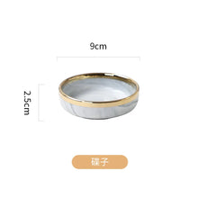 Load image into Gallery viewer, Gold & Pink Marble Soy Sauce Dish | Japanese Sushi Bowl for Dipping - 1 Pc
