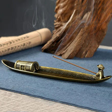 Load image into Gallery viewer, River Boat Incense Holder | Old Man on Raft Stick Burner - 1 Pc
