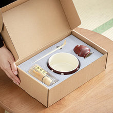 Load image into Gallery viewer, Brown Flower Matcha Teaware Set | Bowl Whisk Holder and Scoop