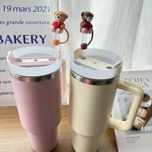 Load image into Gallery viewer, Bear with Heart Straw Toppers | Silicone Cover Tumbler Caps - 1 Pc