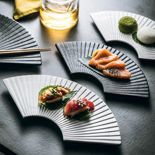 Load image into Gallery viewer, Exquisite Ceramic Fan Sushi Plates | Japanese Serving Tray - 1 Pc