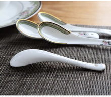 Load image into Gallery viewer, Bone China Floral Asian Soup Spoons | Chinese Cutlery - 4 Pc Set
