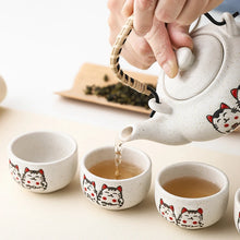 Load image into Gallery viewer, Lucky Cat Teapot with 4 Tea Cups | Ceramic  Japanese Chinese Maneki Neko Set