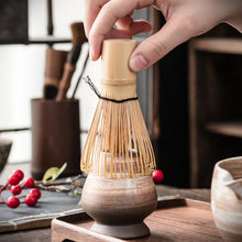 Load image into Gallery viewer, 4-Piece Matcha Bowl Whisk Scoop and Whisk Holder Set | Bamboo Wisk and Spoon with Chawan - 1 Set