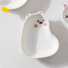 Load image into Gallery viewer, Cute Animal Soy Sauce Bowl Set | White Asian Dipping Bowls - 4 Pc