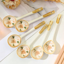 Load image into Gallery viewer, Beige Rose Vintage Ceramic Soup Spoon | Asian Cutlery - 1 Pc