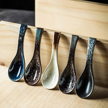 Load image into Gallery viewer, Ceramic Japanese Soup Spoons | Asian Rice Noodles Cutlery - 5 Pc Set