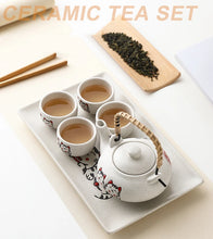 Load image into Gallery viewer, Lucky Cat Teapot with 4 Tea Cups | Ceramic  Japanese Chinese Maneki Neko Set