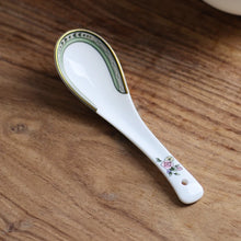 Load image into Gallery viewer, Bone China Floral Asian Soup Spoons | Chinese Cutlery - 4 Pc Set