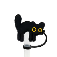 Load image into Gallery viewer, Cute Black Cat Straw Toppers | Silicone Cup Covers - 1 Pc