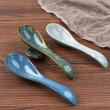 Load image into Gallery viewer, Rustic Japanese Ceramic Soup Spoons | Asian Cutlery Utensils - 1 Pc
