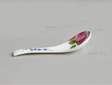 Load image into Gallery viewer, Rose Blossom Bone China | Ceramic Asian Soup Spoons - 10 Pc Set