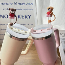 Load image into Gallery viewer, Bear with Heart Straw Toppers | Silicone Cover Tumbler Caps - 1 Pc