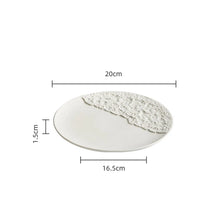 Load image into Gallery viewer, White Round Ceramic Sushi Plates | Japanese Textured Serving Platter - 1 Pc
