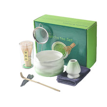Load image into Gallery viewer, Green Gradient Matcha Bowl | Whisk Holder Tea Towel Scoop – 7 Pc Set