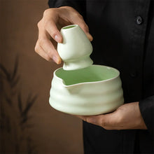 Load image into Gallery viewer, Green Traditional Japanese Matcha Tea Bowl and Whisk Holder - 2 Pc Set