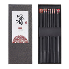 Load image into Gallery viewer, Black Textured Luxury Chopsticks Gift Set | Japanese Fiberglass Fancy Tableware - 5 Pairs