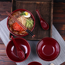 Load image into Gallery viewer, Black & Red Japanese Ramen Bowls | Donburi Soup Melamine Bowl - 1 Pc