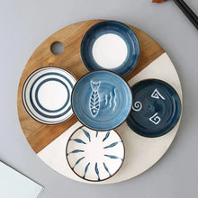 Load image into Gallery viewer, Blue Pattern Soy Sauce Dish | Small Ceramic Japanese Bowl for Sushi - 1 Pc