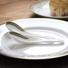 Load image into Gallery viewer, Bone China Floral Asian Soup Spoons | Chinese Cutlery - 4 Pc Set