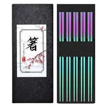 Load image into Gallery viewer, Solid Metal Luxury Chopsticks Set | Silver Gold Chrome Reusable Stainless Steel - 5 Pairs