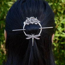 Load image into Gallery viewer, Dragonfly Witch Hair Sticks | Woodland Goddess Crescent Metal Pins - 1 Pc
