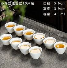 Load image into Gallery viewer, Traditional Delicate White Porcelain Ceramic Chinese Tea Cups - 10 Pc Set