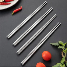 Load image into Gallery viewer, Korean Stainless Steel Metal Rounded Chopsticks - 10-Pair Set