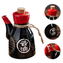 Load image into Gallery viewer, Black Retro Traditional Japanese Ceramic Soy Sauce Bottle & Dispenser - 1 Pc
