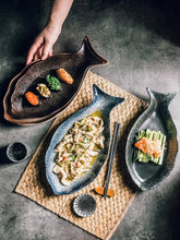 Load image into Gallery viewer, Japanese Fish Shaped Sushi Plates | Large Ceramic Serving Dish - 1 Pc
