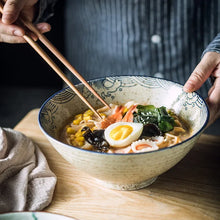 Load image into Gallery viewer, Retro Textured Floral Ramen Bowls | Ceramic Japanese Tableware - 1 Pc