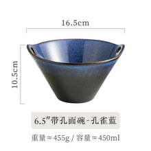 Load image into Gallery viewer, Blue Ceramic Ramen Bowls with Chopsticks Insert | Ceramic Japanese Bowl - 1 Pc