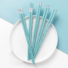 Load image into Gallery viewer, Light Blue Luxury Chopsticks | Reusable Non-Slip Chinese Tableware - 5 Pair Set