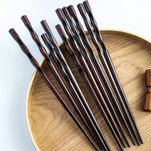 Load image into Gallery viewer, Wavy Wooden Chopsticks Gift Set | Japanese Dark Brown Wood Tableware - 5 Pairs