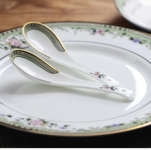 Load image into Gallery viewer, Bone China Floral Asian Soup Spoons | Chinese Cutlery - 4 Pc Set