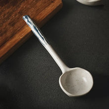 Load image into Gallery viewer, Flat Ceramic Asian Soup Spoon | Retro Long Handle Cutlery - 1 Pc