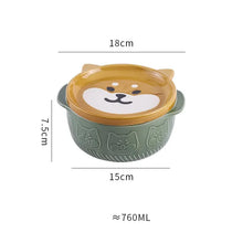Load image into Gallery viewer, Cute Shiba Inu Ramen Bowl | Japanese Dog Ceramic with Lid Plate - 1 Set