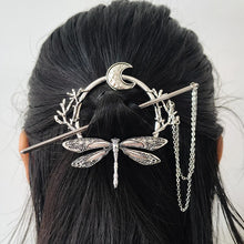 Load image into Gallery viewer, Dragonfly Witch Hair Sticks | Woodland Goddess Crescent Metal Pins - 1 Pc