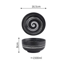 Load image into Gallery viewer, Black Japanese Bowls with Lid | Instant Ramen Donburi Ceramic Bowl - 1 Pc