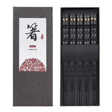Load image into Gallery viewer, Black Textured Luxury Chopsticks Gift Set | Japanese Fiberglass Fancy Tableware - 5 Pairs