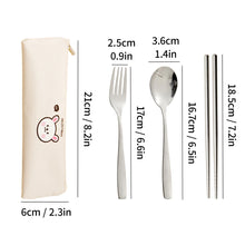 Load image into Gallery viewer, Animal Stainless Steel Travel Utensil Set with Case | Cute Spoon Fork Chopsticks Sets