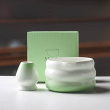 Load image into Gallery viewer, Green Gradient Japanese Matcha Set | Ceramic Bowl & Whisk Holder 2 Pc
