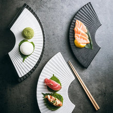 Load image into Gallery viewer, Exquisite Ceramic Fan Sushi Plates | Japanese Serving Tray - 1 Pc