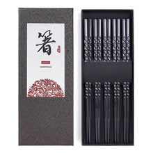 Load image into Gallery viewer, Black Textured Luxury Chopsticks Gift Set | Japanese Fiberglass Fancy Tableware - 5 Pairs