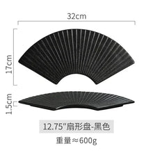 Load image into Gallery viewer, Exquisite Ceramic Fan Sushi Plates | Japanese Serving Tray - 1 Pc