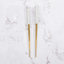 Load image into Gallery viewer, Rhinestone Metal Chopsticks with Box | Gold Silver Luxury Stainless Steel Gift - 1 Pair Set