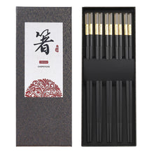 Load image into Gallery viewer, Black Textured Luxury Chopsticks Gift Set | Japanese Fiberglass Fancy Tableware - 5 Pairs