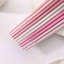 Load image into Gallery viewer, Minimalist Pink Cute Chopsticks| Hexagon Alloy Non-Slip Chopsticks - 5 pairs